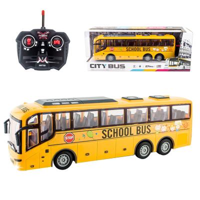 China Abs Plastic High Simulation City Sound Bus Remote Control Remote Control Rc School Bus Toy Orange for sale