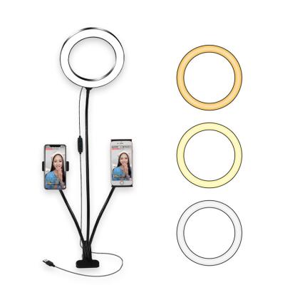 China Universal Plastic+Aluminum Alloy Mobile Phone Holder LED Selfie Ring Light With Flexible Mobile Bracket Desk Lamp Lazy Light For Live Stream Office Kitchen for sale