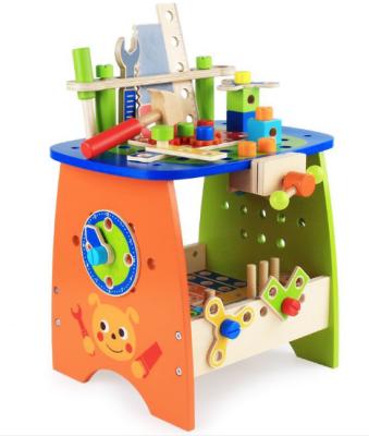 China Preschool Children Play Set Multifunctional Educational Wooden Tools Assemble Wooden Work Bench Toy for sale