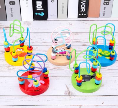 China Early Thread Maze Game Educational Toy Mini Wooden Roller Coaster Cube Beads Wooden Tea Intelligence Children for sale