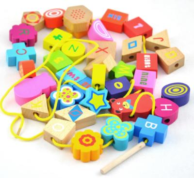 China Eco-Friendly Material Toys For Children Wooden Jumbo Lacing Beads Shape Sorter Toys Child for sale