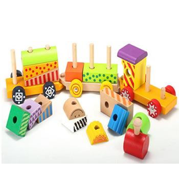 China Tea Wooden Children Educational Game Stacking Blocks Early Child Learning Wooden Train Toy for sale