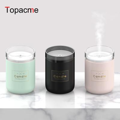 China Candle Shaped USB Mini Aroma Humidifier 280ml Car LED Light Humidifier for Home Office for sale