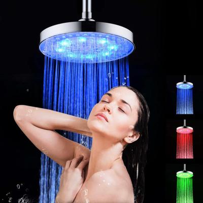 China 8 Inch Showerhead Showerhead Rain Sensor Temperature Light Bathroom LED No Deflector for sale