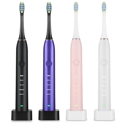 China Radio charging 2 dupont 5 mode rechargeable electric toothbrush heads automatic sonic electric toothbrush with charging base for sale