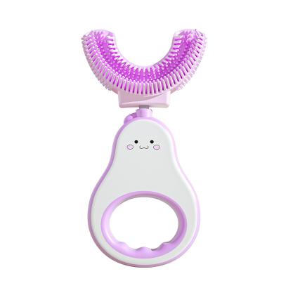 China 360 Foldable Baby Toothbrush Manual Cartoon Kids U Shape Silicone Toothbrush for sale