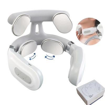 China Neck Compress Hot Pulse Neck Massage Tissue Kneading Deep Pain Relieve Fatigue 4 Massage Heads Neck Massager for sale