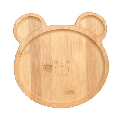 China Sustainable Bear Shaped Bamboo Dishes Wooden Baby Dish Toddler Dishes for sale