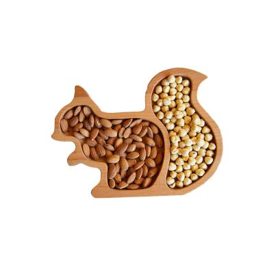 China Minimalist Squirrel Shaped Wooden Children's Dinner Plate for sale