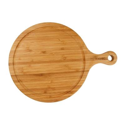 China Sustainable Bamboo Cutting Board Pizza Panel Round Natural Cutting Board Bread Cutting Station Lunch Dish for sale