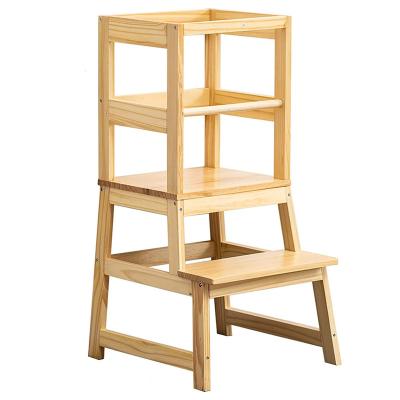 China Kitchen Toddler Stepping Stool (Other) Adjustable Stool Lap Toddler Helper Wooden Stepping Stool For Kids With Non Slip Mat for sale