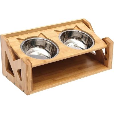 China Viable Elevated Small Dog Cat Bowls Adjustable Height Cat Rolls with Food or Water Rack Elevated Bowls for sale