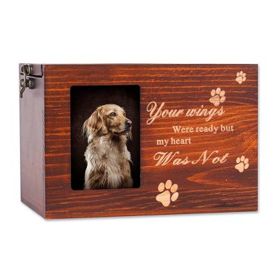 China Pet Stored Urns for Dogs or Cats Ashes Personalized Photo Frame Pet Cremation Urns Wooden Pet Keepsake Cat or Dog Memorial Memory Box for sale