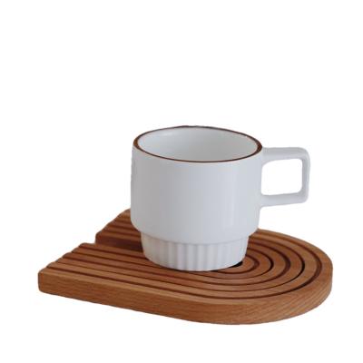 China Original Design Black Walnut Beech Insulation Mat Place Mat Coaster Bowl Mat Nordic Japanese Style Solid Wood Beech for sale