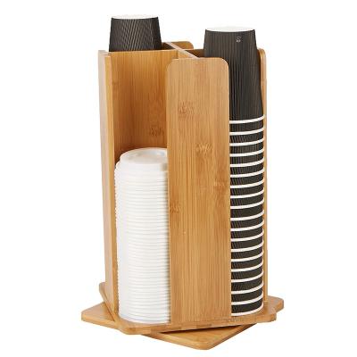 China Sustainable Bamboo Brown Coffee Cup Storage Coffee Condiment and Accessories Cart Organizer for sale