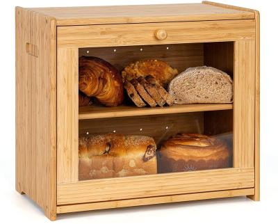 China Sustainable Wooden Loaf Bread Bin Wooden BoxesClear Bread Storage for sale