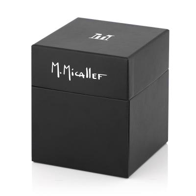 China Custom Logo Luxury Black Square Cardboard Recyclable Rigid Paper Packaging Simple Cufflink Gift Box for sale