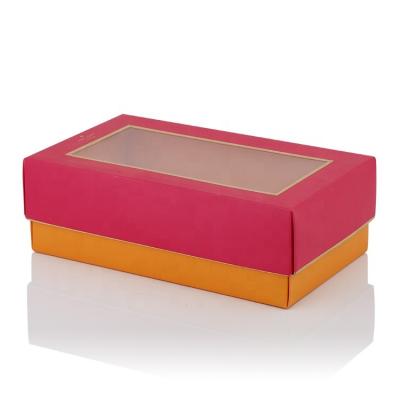 China Handmade Cheap Customized Art Coated Craft Paper Gift Box With Clear Window for sale