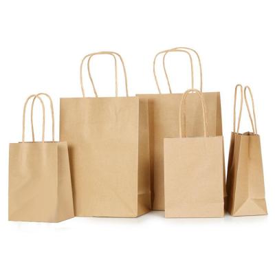 China Recyclable Manufacturer Kraft Plain Customizable Paper Bag With Handles Bulk for sale