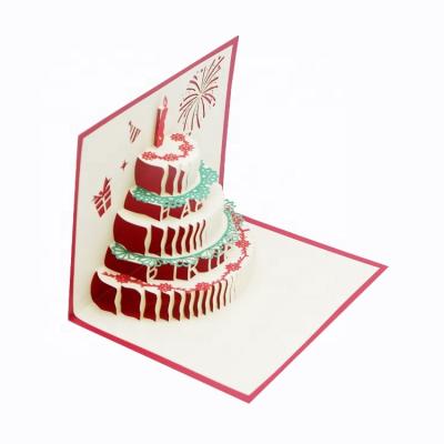 China For 3D Promotion Stereo Card Color Birthday Cake Creative Handmade Funny Birthday Greeting Pop Up Card Printers for sale