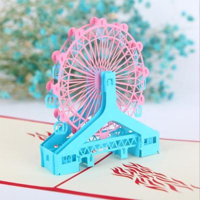 China Europe Birthday Gift Ferris Wheel Postcard Handmade Greeting 3D Card Wholesale Custom Envelope for sale