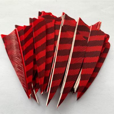 China Wing Archery Feathers Straight Red Striped Wing For Hunting Arrows 3 INCH Shield Turkey Feather Fletching Accessories for sale