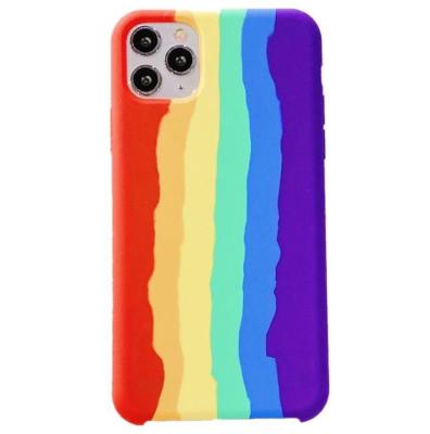 China Rainbow Design Shockproof Silicone Phone Case For iPhone 11 Pro Silicone Cover Mobile Case 12 13 Max for sale