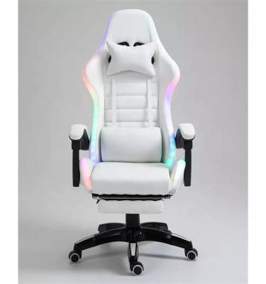 China Other PU Leather White Gaming Chair RGB Led Light With Massage for sale