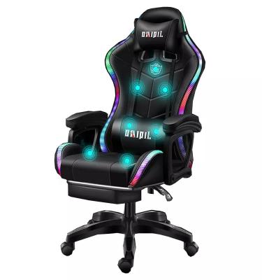 China Other Hot Selling RGB Gaming Chair Full Massagers Music LED Speakers Gamer Chair With Footrest DDP RGB Cheap Chair for sale