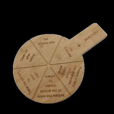 China Creative Funny Hot Selling Sustainable Food Tray With Handle Customize Bamboo Round Bamboo Cutting Board Pizza Serving Board for sale