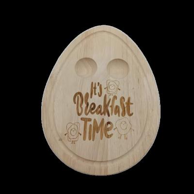 China New Design Sustainable Egg Shaped Rubber Wood Cutting Board Kitchen Tool Thicken Cutting Plate With Laser Logo for sale