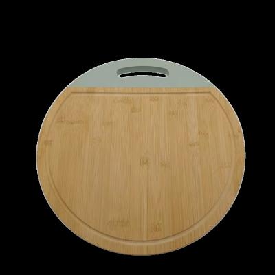 China Viable high quality UV printing bilateral round bamboo cutting board with handle for kitchen cutting plates for sale