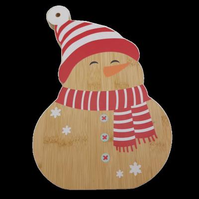 China Eco-friendly New Arrival Christmas Snowman Shape Sustainable Bamboo Cutting Board Serving Choppers For Kitchen for sale