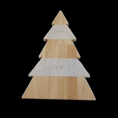 China Sustainable Hot Selling Christmas Tree Shape Rubber Wood Cutting Board Customized Multifunctional Pizza Servers Cutting Plates for sale