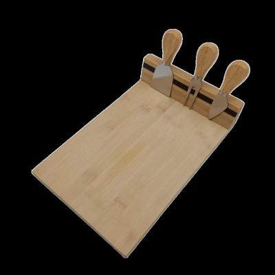 China Viable Customize OEM ODM Bamboo Wooden Cheese Magnetic Board Set Bamboo Knife 3-Piece Cheese Serving Tray Cutting Board Set for sale