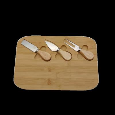 China Sustainable High Quality OEM Customize Square Bamboo Wood Cheese Board Set 3-Piece Set Cheese Cutting Board Cheese Tray for sale