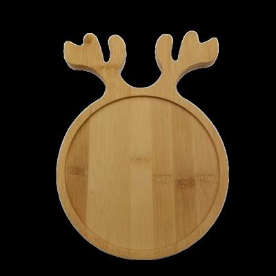 China Sustainable Christmas Reindeer Decoration New Arrival Bamboo Snack Dishes Customize Logo Bamboo Nuts Serving Tray Party Dinner Dishes for sale