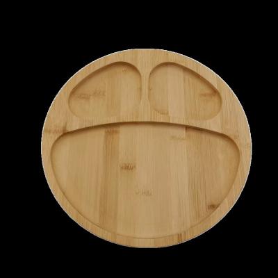 China Sustainable High Quality Customize 3 Compartment Round Bamboo Snack Plates Multisection Bamboo Serving Tray For Candy Nuts for sale