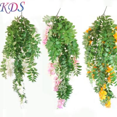 China Contemporary Artificial Flower Wisteria Vines Hanging Plants Ivy Leaf Garland Decoration Garden for sale