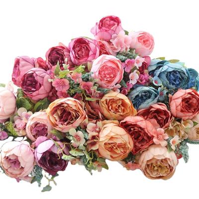 China Home Decor Flower Home Decoration 11 Heads Artificial Peonies Artificial Flowers Silk Plants To Wedding Plastic Flowers Rose for sale