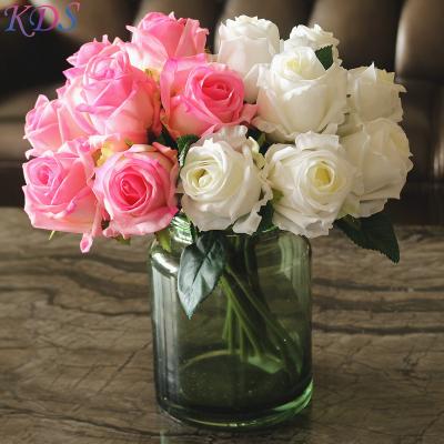 China Home Decoration Minimalist Flowers Faux Silk Rose Bouquets Flowers Fake Belly Flowers Artificial Dusty Pink Roses for sale