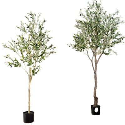 China Contemporary Artificial Wood Trunk Ornamental Plants Olive Tree Bonsai Plants Fake Tree Plants For Indoor Outdoor Decoration for sale