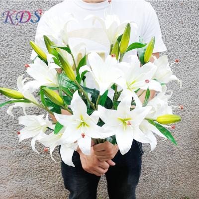 China Wholesale Home Decoration Solar Lily Lily Water Lily Artificial Flowers PU For Wedding Garden Decor Lily Flowers for sale