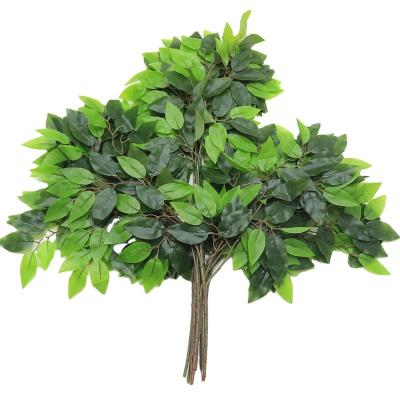 China Realistic Artificial Leaves For Tree Decoration Realistic Leaf For Simulation Plastic Banyan Leaves Light Green Artificial Greeney for sale