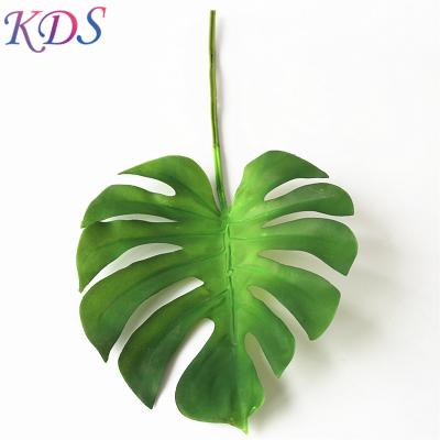 China Leaves green monstera artificial leaf stem environmental protection faux palm tree palm turtle leaves factory for sale