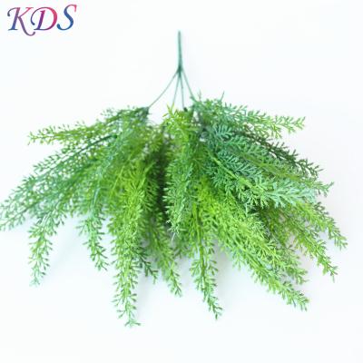 China Contemporary Fake Plants Leaves Green Leaves Wholesale 6heads Plastic Artificial Grass Fern For Green Wall And Wedding for sale