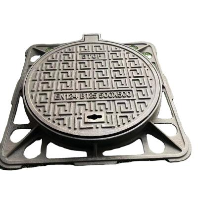 China Road equipments a large number of wholesale custom malleable iron EN124 D400 850*850 heavy duty anti-theft with frame manhole cover for sale