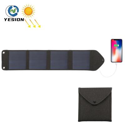 China 14W Outdoor Indoor USB Fold Waterproof Portable Foldable Solar Outdoor Travel Bag Rechargeable Folding Charger Bank for Cell Phone Battery for sale