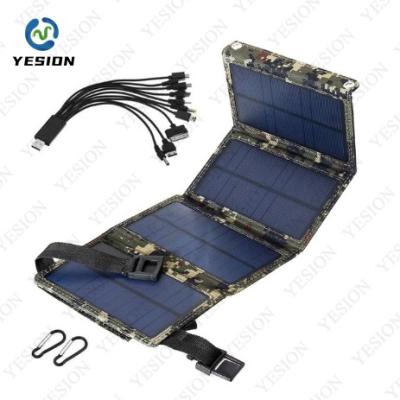 China 20W 5V 160W Outdoor Indoor Solar Fold Waterproof Foldable USB Charger Panels Portable Power Bank Outdoor Camouflage For Mobile Phone Battery for sale