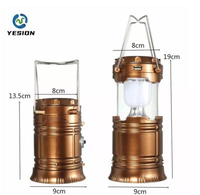 China YESION 6 LED Outdoor Fishing Tent Light Portable Solar Rise Portable Light Residential Folding Solar Sports Tent Lamp Light for sale